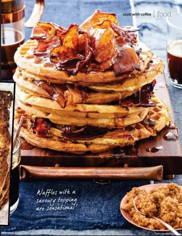  ??  ?? Waffles with a savoury topping are sensationa­l!