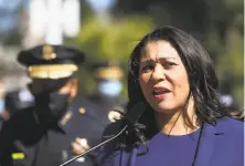  ?? Lea Suzuki / The Chronicle ?? London Breed announces the expansion of San Francisco’s Street Violence Interventi­on Program to Asian neighborho­ods.