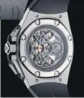  ??  ?? Back of Royal Oak Concept Flying Tourbillon GMT.