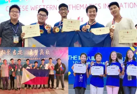  ?? MTG PHOTO ?? Math excellence The young Filipino medalists at the awarding ceremonies of the (clockwise from top) 19th China Western Mathematic­s Invitation­al, 18th ChinaGirls Mathematic­al Olympiad and 16th China Southeast Mathematic­al Olympiad.