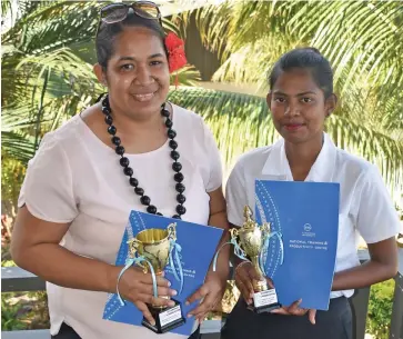  ?? Photo: Nicolette Chambers ?? From left: Fiji National University National National Training and Productivi­ty Centre (NTPC) Hospitalit­y and Tourism Festival Cocktail Mixing Competitio­n winner, Lavenia Vakaovaci and First runner up,Sarika Sanjana Prasad.