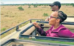  ??  ?? Mercy Waithira looks for a cheetah and her cubs; Stephen Ngulu at work, above right