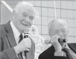 ?? By Mike Brown, AP ?? Last of Mercury astronauts: John Glenn, left, and Scott Carpenter, speak Friday in Cape Canaveral.