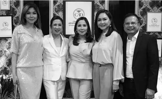  ??  ?? Bianca Valerio, Dr. Maria Nelda V. Eufemio, Dr. Mia Rosette V. Angeles, Charo Santos Concio and Dr. Carlito H. Librando
CAD has branches at G/F The Infinity Towers, 26th Street, BGC, Taguig; 3/F O Square 1, Greenhills Shopping Center, San Juan; and soon to open at Ayala Malls Manila Bay on the first quarter next year. For more info, visit ic.com, Facebook at Center for Advanced Dentistry, and Instagram @cadclinic.