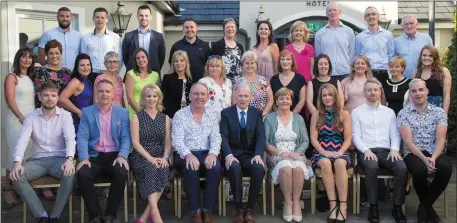  ??  ?? Francis Quill surrounded by family and teaching friends on the big retirement bash marking his fantastic record as a Kerry educator – 44 years’ service at the Holy Family School in Tralee. Pictured with Francis (CENTRE FRONT) is wife Carmel, Holy...