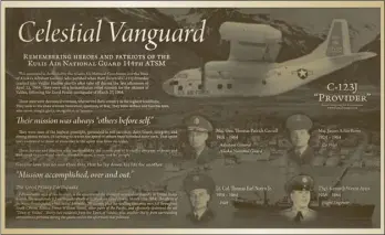  ??  ?? This June 2018 photo provided by Innovative Signs, Inc. in Longwood, Fla., shows a plaque that will be dedicated Saturday in Valdez, Alaska. The memorial honors four Alaska Air National Guard members who died in a plane crash while conducting a...