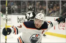  ?? MARK J. TERRILL — THE ASSOCIATED PRESS ?? Connor Mcdavid is on pace to lead the NHL in scoring for the fourth time and has led Edmonton to the playoffs for the third consecutiv­e season.