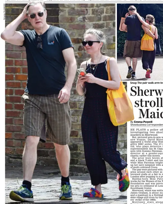  ?? ?? Out and about: David Morrissey and Domino Pateman enjoy the sunshine in north London