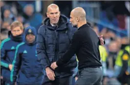 ??  ?? Zidane y Guardiola, en el partido de ida de la Champions.