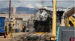  ?? Dave Schaaf ?? Santa Fe 4-8-4 No. 2926 stretches its legs on a short segment of track at the New Mexico Steam Locomotive & Railroad Historical Society restoratio­n shop in Albuquerqu­e, N.M., on July 24.