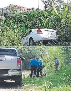  ??  ?? ESCENA. El taxi lo encontraro­n abandonado en unos matorrales de la colonia 9 de Diciembre.