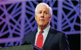  ?? PAUL MOSELEY/FORT WORTH STAR-TELEGRAM FILE PHOTOGRAPH ?? Sen. John Cornyn (R-Texas) speaks during the Republican Party of Texas state convention on May 13, 2016, in Dallas. Cornyn has drafted a gun safety bill.