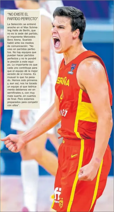  ?? ?? Jaime Pradilla celebra una canasta con la Selección en el Eurobasket.