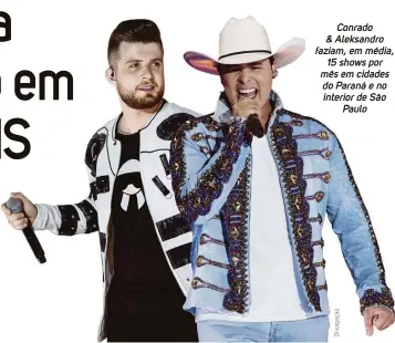  ?? ?? Conrado & Aleksandro faziam, em média, 15 shows por mês em cidades do Paraná e no interior de São Paulo