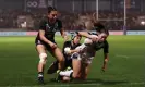  ?? ?? England’s Fran Goldthorp goes over for the first try in the Women’s Rugby League World Cup semi-final against New Zealand. Photograph: Charlotte Tattersall/Getty Images for RLWC