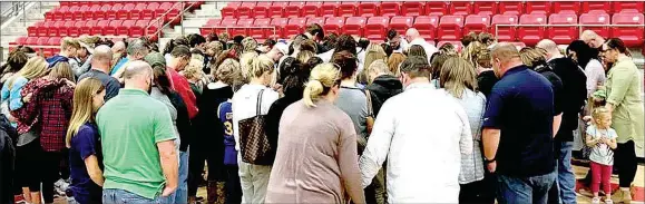  ?? COURTESY PHOTO ?? Community members gathered in Cardinal Arena Oct. 26 as a prayer vigil was organized within three hours of sophomore Makenna Vanzant’s transfer to the ICU Unit at Arkansas Children’s Hospital at Little Rock.