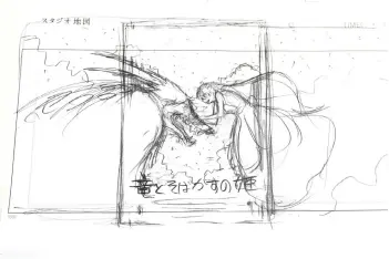  ??  ?? A sketch of the movie poster ‘Belle’ at Hosoda’s studio in Tokyo.