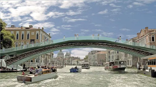  ??  ?? Il «sogno» Il progetto del ponte dell’architetto trevigiano Toni Follina: è stato regalato all’amministra­zione veneziana