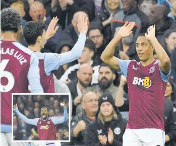  ?? Photos / AP ?? Aston Villa goalscorer­s Youri Tielemans and (inset) Jhon Duran.