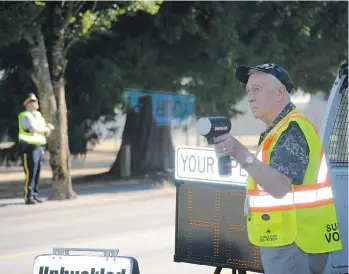  ?? COURTESY SURREY RCMP ?? Bill Brand, 88, volunteers with the Surrey RCMP Speed Watch program in the Whalley community.