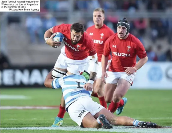  ??  ?? Josh Turnbull has not featured for Wales since the tour of Argentina in the summer of 2018
Picture: Huw Evans Agency