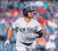  ?? Paul Sancya / Associated Press ?? The New York Yankees’ Brett Gardner rounds first base after hitting a solo home run in the second inning against the Detroit Tigers in 2019.