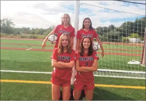  ?? Joe Morelli / Hearst Connecticu­t Media ?? Pictured clockwise, from top left: Kendall Infantino, Ava Ferrie, Tess Ferrie and Bryce Infantino have helped lead the Branford girls soccer team this season.