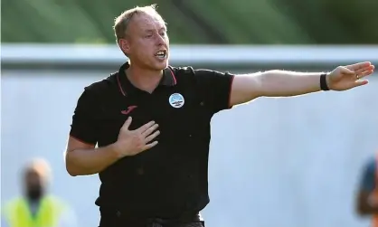  ??  ?? Steve Cooper pictured during Swansea’s friendly win at Plymouth Argyle on Tuesday. Photograph: Ben Evans/Huw Evans/Shuttersto­ck