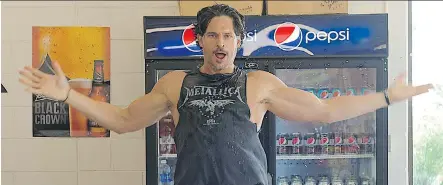  ?? WARNER BROS. PICTURES ?? Joe Manganiell­o co- stars as male stripper Big Dick Richie in Magic Mike XXL, a sequel that doesn’t delve deep into the dark recesses of the characters’ minds, the way the first film did. This time, the plot unfolds in the pit below the stage.