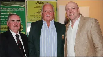  ??  ?? Paddy Cleary (Captain), Jim McGee (winner) and Paul Harrington (sponsor of the green jacket) at the Wexford Captain’s prize-giving on Sunday.