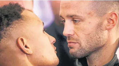  ?? Picture: Getty Images. ?? Josh Taylor, right, came face to face with the undefeated Regis Prograis in London yesterday.