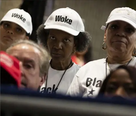  ?? Evan Vucci/Associated Press ?? Supporters of President Donald Trump listen to him speak during the launch of “Black Voices for Trump” at the Georgia World Congress Center on Friday in Atlanta.