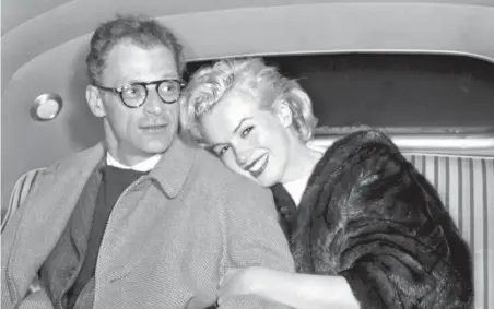  ??  ?? Arthur Miller and Marilyn Monroe, New York City, 1957; above, Miller prior to testifying at a hearing before the House Un-American Activities Committee, Washington, D.C., June 21, 1956, AP photo