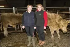  ?? IT Tralee agricultur­al students Grace O’Sullivan and Aoife Burke at Gortatlea. ??