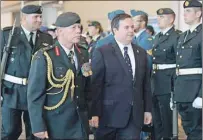  ?? CP PHOTO ?? Gen. Jonathan Vance (left), the new chief of defence staff, and Defence Minister Jason Kenney arrive for Vance’s change of command ceremony in Ottawa, Friday.