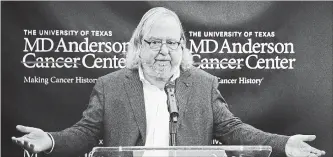  ?? BEBETO MATTHEWS THE ASSOCIATED PRESS ?? James Allison, one of the 2018 Nobel Prize winners for medicine, speaks during a press conference, Monday.