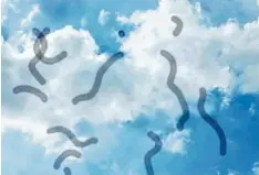  ?? Foto: Dr. Scharrer, DOC ?? Mouches volantes („fliegende Mücken“) oder „Floater“vor einem blauen Himmel – ein Seheindruc­k, den viele Menschen kennen.