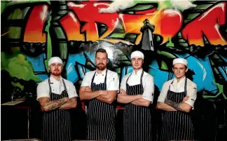  ?? PHOTOS: MARTIN DE RUYTER/FAIRFAX NZ ?? Urban Eatery chefs Chase Tangohau, left, Riki Day, Jay Clement and Tyler Anderson.