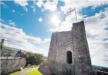  ??  ?? ● Clockwise from main pic, the charming Clitheroe Castle; Bowland Brewery, The Freemasons, Wiswell, Pendle Hill, and the tower on Clitheroe Castle