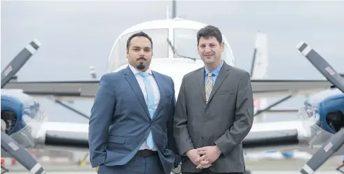  ?? LAURA PEDERSEN / NATIONAL POST ?? Greater Toronto Airways co- owners Chris Nowrouzi, left, and David Nissan are planning to introduce several flights daily between Toronto’s Billy Bishop Airport and the tech hub of Kitchener-Waterloo.