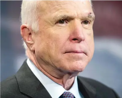  ?? | AP FILES ?? Sen. John McCain ( R- Arizona) said Friday he will not support the new Republican bill to replace the Affordable Care Act.