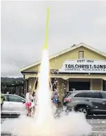  ?? PHOTO: SUPPLIED/ALISTAIR BROAD ?? Liftoff . . . One of Alistair Broad’s rockets blasts off at Oturehua.