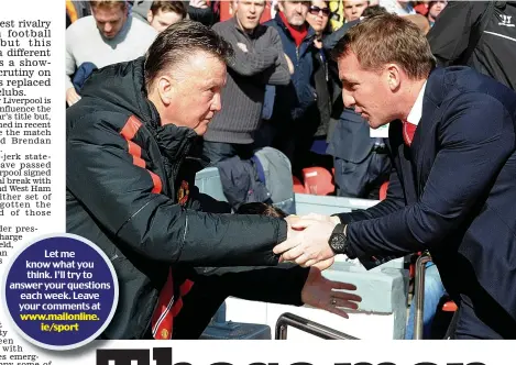  ?? GETTY ?? No great shakes: Van Gaal (left) is facing squad unrest while fans are on Rodgers’s back