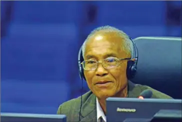  ?? ECCC ?? Witness 2-TCW-1065 testifies at the Khmer Rouge tribunal on Tuesday.