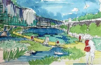  ??  ?? ON THE CARDS: Original plans for the Bridge St Quarry Gardens project, which is being debated in the council chambers today.