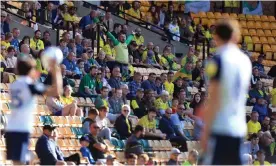  ??  ?? A limited number of spectators watch Norwich’s game against Preston in September, before the second lockdown came into effect. Photograph: Stephen Pond/Getty Images