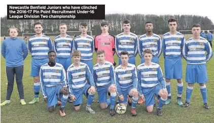  ??  ?? Newcastle Benfield Juniors who have clinched the 2016-17 Pin Point Recruitmen­t Under-16 League Division Two championsh­ip