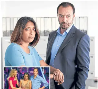  ??  ?? Sunetra, who partnered Brendan Cole on Strictly, left, stars opposite Stephen Moyer in Safe House, above, filmed in her home city.