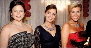  ??  ?? Erika Funderburg and Cindy Langley of Smackover with Miss Arkansas Amy Crain, wearing the Jones and Son Diamond and Bridal Fine Jewelry necklace and
earrings auctioned at the sixth, seventh and eighth Miracle Balls, respective­ly.