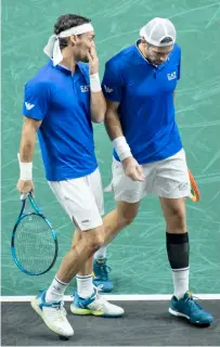  ?? JORGE GUERRERO/AGENCE FRANCE-PRESSE ?? FABIO Fognini and Simone Bolelli of Italy book a 6-4, 6-4 win over Jack Sock and Tommy Paul of the United States in the men’s doubles event of the Davis Cup.